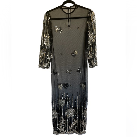 VINTAGE mesh midi with hand sewn sequined appliqué - Picture 3 of 7